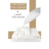 Elyaf Sepeti %100 Doğal Tek Kişilik Doğal Yün Yorgan Yün Yastık