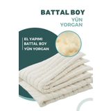 Elyaf Sepeti %100 Doğal Yünden El Dikimi Battal Boy Yün Yorgan