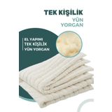 Elyaf Sepeti %100 Doğal Yünden El Dikimi Tek Kişilik Yün Yorgan