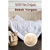 Elyaf Sepeti %100 Merinos Kuzu Yünü Dolgulu Bebek Yorganı 100x150 cm + Yün Bebek Yastığı