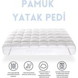Elyaf Sepeti %100 Pamuk Dolgulu Dört Köşesi Lastikli Pamuk Kılıflı Yatak Pedi & Şilte Uyku Pedi - 90 x 200 cm