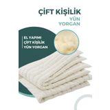 Elyaf Sepeti %100 Yünden El Dikimi Çift Kişilik Yün Yorgan%100 Doğal 195x215 Cm