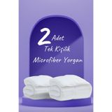 Elyaf Sepeti 2 Adet Microfiber Tek Kişilik Yorgan Microsoft Yıkanabilir Mevsimlik Microfiber Yorgan 155X215 Cm, Beyaz