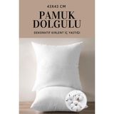 Elyaf Sepeti 2 Adet Pamuk Dolgulu Kırlent Kare Kırlent Iç Yastık Ultra Dolgun Yastığı 43X43 - 43 x 43 cm - Beyaz