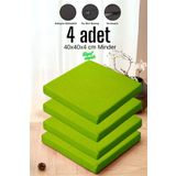 Elyaf Sepeti 4'lü Sandalye Minderi Fermuarlı Su Itici Kumaş 40x40x4 Cm Sünger Sandalye Minderi Bağcıklı Fıstık Ye