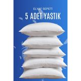 Elyaf Sepeti 5 Adet Nonwoven Yıkanabilir Silikon Elyaf Yastık Antialerjik Ev ve Otel Yastığı 50X70Cm, 600 Gr, Beyaz
