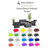 Elyaf Sepeti Bahce Mobilyasi Minderi 4' Lü 50x50x4 Cm Set Açık Gri