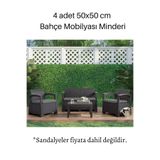 Elyaf Sepeti Bahce Mobilyasi Minderi 4' Lü Set 50x50x4 Cm Gri