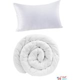 Elyaf Sepeti Doğal El Yapımı Tek Kişilik Yün Yorgan+Yün Yastık - 155 x 215 cm - Beyaz