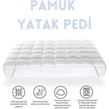Elyaf Sepeti Dört Köşesi Lastikli Yıkanabilir Pamuk Kılıf Pamuk Dolgulu Yatak Koruyucu Yatak Pedi - 130 x 190 cm - Beyaz