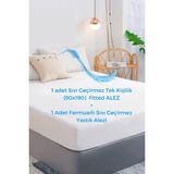 Elyaf Sepeti Fitted Tek Kişilik Su Sıvı Geçirmez Yatak Koruyucu Alez ÇARŞAF(90X190) +1 Adet Yastık Alezi - 90 x 190 cm - Beyaz