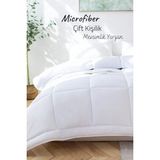 Elyaf Sepeti Microfiber Çift Kişilik Yorgan Kapitone Yıkanabilir Mevsimlik Mikrofiber Yorgan 195X215 cm - 195 x 215 cm - Beyaz