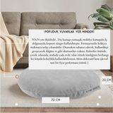 Elyaf Sepeti Yuvarlak Yer Minderi Kalorifer Önü Minder Dekor Minder 70X70 - Açık Gri