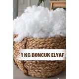 Elyaf Sepeti%100 Boncuk Elyaf 1 Kg Yastık Yorgan Oyuncak Malzemesi, Beyaz