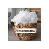 Elyaf Sepeti%100 Boncuk Elyaf 2 Kg Yastık Yorgan Oyuncak Malzemesi, Beyaz
