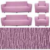 Elyar Home Jakarlı Düz Desen 3 3 1 1 Lastikli Koltuk Örtüsü Takımı Kanepe Çekyat Örtüsü Koltuk Kılıfı - 180 x 230 cm - Pembe