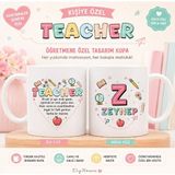ElyNowa Kişiye Özel Teacher Öğretmen Kupa Bardak – Isim ve Baş Harfli 24 Kasım Öğretmenler Günü Hediyesi - Beyaz