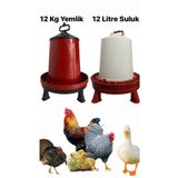 Elysian Ayaklı Yemlik Ve Suluk 2li Set 12 Kg Tavuk Yemliği Hindi Kanatlı Kümes Hayvanı Yemlikleri