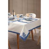 Elysian Blue Salon Yemek Masası Takımı Duck Keten, Masa Örtüsü,Runner,6 Amerikan Servis,6Kumaşpeçete