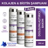 Elysian Essence Kolajen Collagen & Biotin & Hyaluronic Acid Şampuanı 3 Adet Copper Peptidli Nemlendirici, Dolgunlaştırıcı, Besleyici Bakım 300 Ml Tüm Saç Tipleri