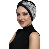 ELYSIANfidan Çapraz Buklet Siyah-Beyaz Hazır Türban Tesettür Bone - Siyah - Beyaz