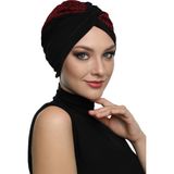 ELYSIANfidan Çapraz Buklet Siyah-Bordo Hazır Türban Tesettür Bone - Siyah - Bordo