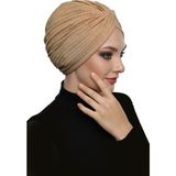 ELYSIANfidan Çapraz Penye Astarlı Bal Rengi Hazır Türban Tesettür Havuz Bonesi - Standart