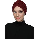 ELYSIANfidan Çapraz Penye Astarlı Bordo Hazır Türban Tesettür Havuz Bonesi - Standart