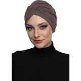 ELYSIANfidan Çapraz Penye Astarlı Gül Kurusu Hazır Türban Tesettür Havuz Bonesi - Standart