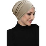 ELYSIANfidan Çift Katlı Astarlı Bej Hazır Türban Tesettür Dış ve Havuz Bonesi - Standart