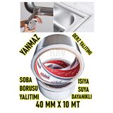 Elzem 40 MM X 10 MT ALÜMİNYUM BANT- Yanmaz, Suya Isıya Dayanıklı, Aspiratör-Soba Borusu Bandı | Derz Bandı