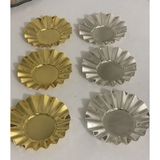 Elzem Tepsi 3 Gold 3 Gümüş Renk Çay Tabağı Bardak Altlığı 2 Renk Kaplama