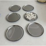 Elzem Tepsi Çelik Gümüş Renk 6 Adet Düz Mini Çerezlik Pasta Tatlı Tabağı 12 cm