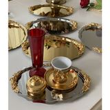 Elzem Tepsi Gold ve Gümüş 20*25 cm Oval Kulplu 6 Adet Sunum Tepsisi