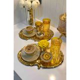 Elzemm store Çelik Gold 2 Adet Işlemeli Dantel Desenli Artnova Servis Tepsisi 30 Cm