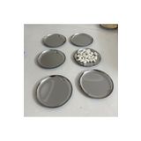 Elzemm store ÇELİK GÜMÜŞ RENK 6 ADET DÜZ MİNİ ÇEREZLİK PASTA TATLI TABAĞI 12 CM