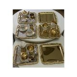 Elzemm store PASLANMAZ ÇELİK GOLD VE GÜMÜŞ KARE KENARI PLASTİK ÇERÇEVELİ SUNUM TEPSİSİ