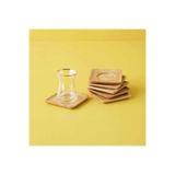 ELZEY HOME Bambu Doğal 6 Adet Kare Çay Tabağı 10 Cm