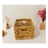 ELZEY HOME Hasır Kare Kalın Örgülü Sepet S 24x24x20 cm Naturel