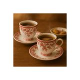 ELZEY HOME Porselen 2'li Vintage Desenli Kahve Fincan Seti