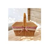 ELZEY HOME Rattan Örgülü Kapaklı Dikdötgen Piknik Sepeti Naturel