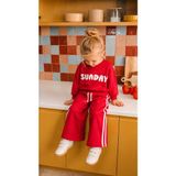 Elzo Collection Kız Çocuk Sunday Üst Baskılı Sweatshirt 3 Iplik Kumaş Eşofman Alt Üst Takım - 7 - 8 Yaş - Kırmızı - Beyaz