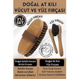 EM AMANOS BEAUTY Doğal 2'li Cilt Bakım Seti Selülit Karşıtı At Kılı Fırçası Ve Doğal At Kılı Yüz Fırçası