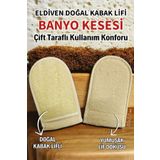 EM AMANOS BEAUTY Eldiven Doğal Kabak Lifi Banyo Kesesi Çift Taraflı Kullanım Doğal Peeling Etkisi Cilt Dostu