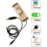Ema Dükkan 12V 16.5A Ultra Slim LED Trafo – 60W Ince Kasa Anahtarlı Fişli LED Adaptör - 16.5 Amper