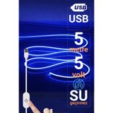 Ema Dükkan 5V USB Mavi Neon Led Şerit Işık 5 Metre Silikon Esnek Su Geçirmez Dekoratif Aydınlatma