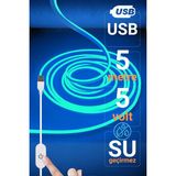 Ema Dükkan 5V USB Neon LED Şerit 5 Metre Buz Mavisi | Silikonlu Su Geçirmez Esnek Aydınlatma
