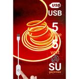 Ema Dükkan 5V USB Turuncu Neon Led Şerit Işık 5 Metre Silikon Esnek Su Geçirmez Dekoratif Aydınlatma