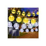 Ema Dükkan Güneş Enerjili 7 Metre 50 Led Gün Işığı Kristal Top Çok Renkli Bahçe Teras Balkon Aydınlatması Led