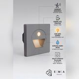 Ema Dükkan Sensörlü Merdiven ve Koridor Aydınlatma Armatürü 2W 3200K 220V IP20 Sıva Altı 86X86 mm